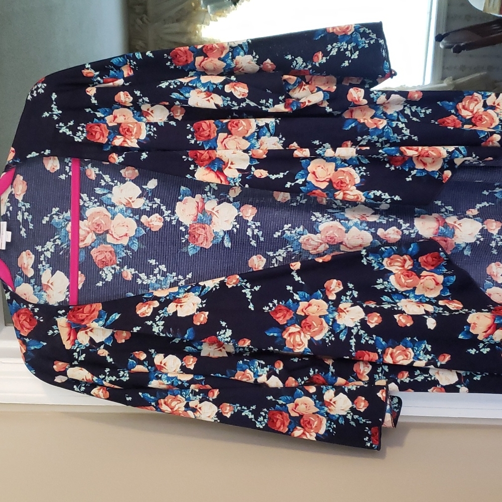 Lularoe M Shirley, Navy background with floral print.